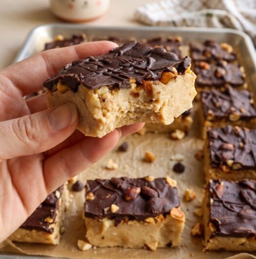 No-Bake High-Protein Peanut Butter Chocolate Squares