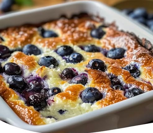 High-Protein Blueberry Cottage Cheese Bake