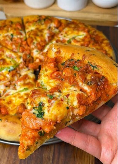 Homemade Cheesy Chicken Pizza with Golden Mozzarella