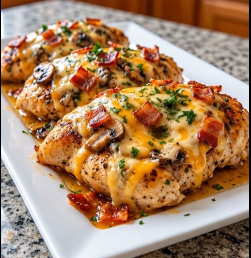 Creamy Bacon Mushroom Smothered Chicken – Easy One-Pan Dinner