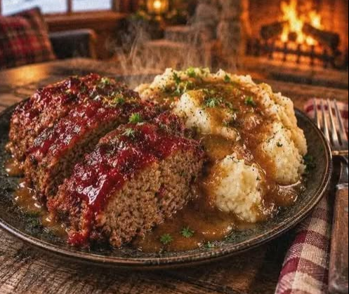 Meatloaf with Mashed Potatoes & Gravy