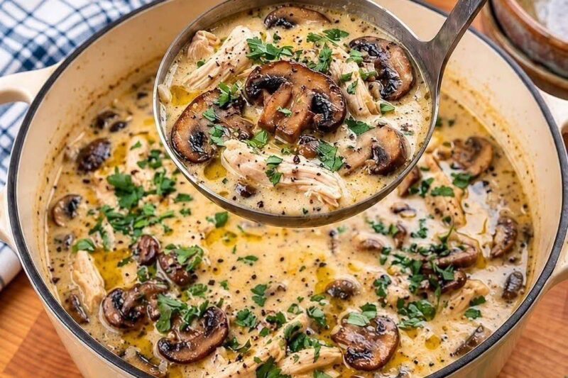 Creamy High-Protein Chicken Mushroom Soup
