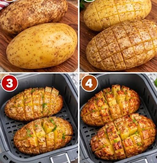 Air Fryer Blooming Baked Potatoes
