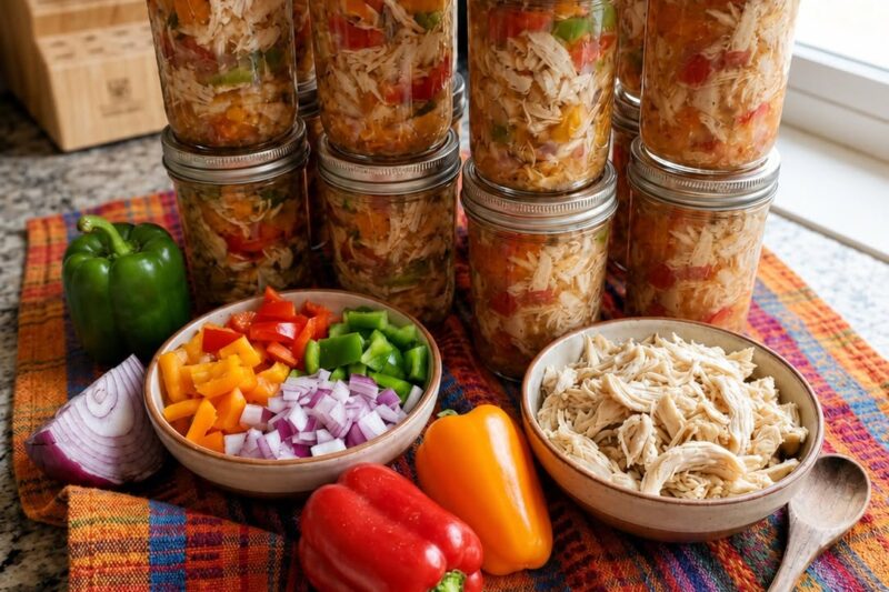 Canned Chicken Fajitas in Jars